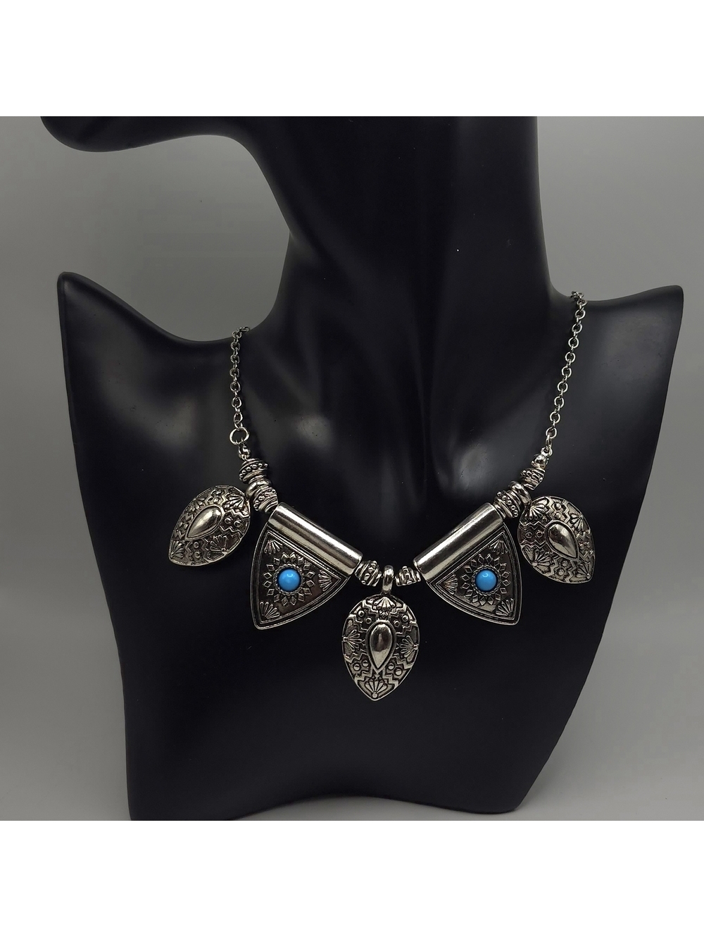 Silver and Blue Pendant Necklace